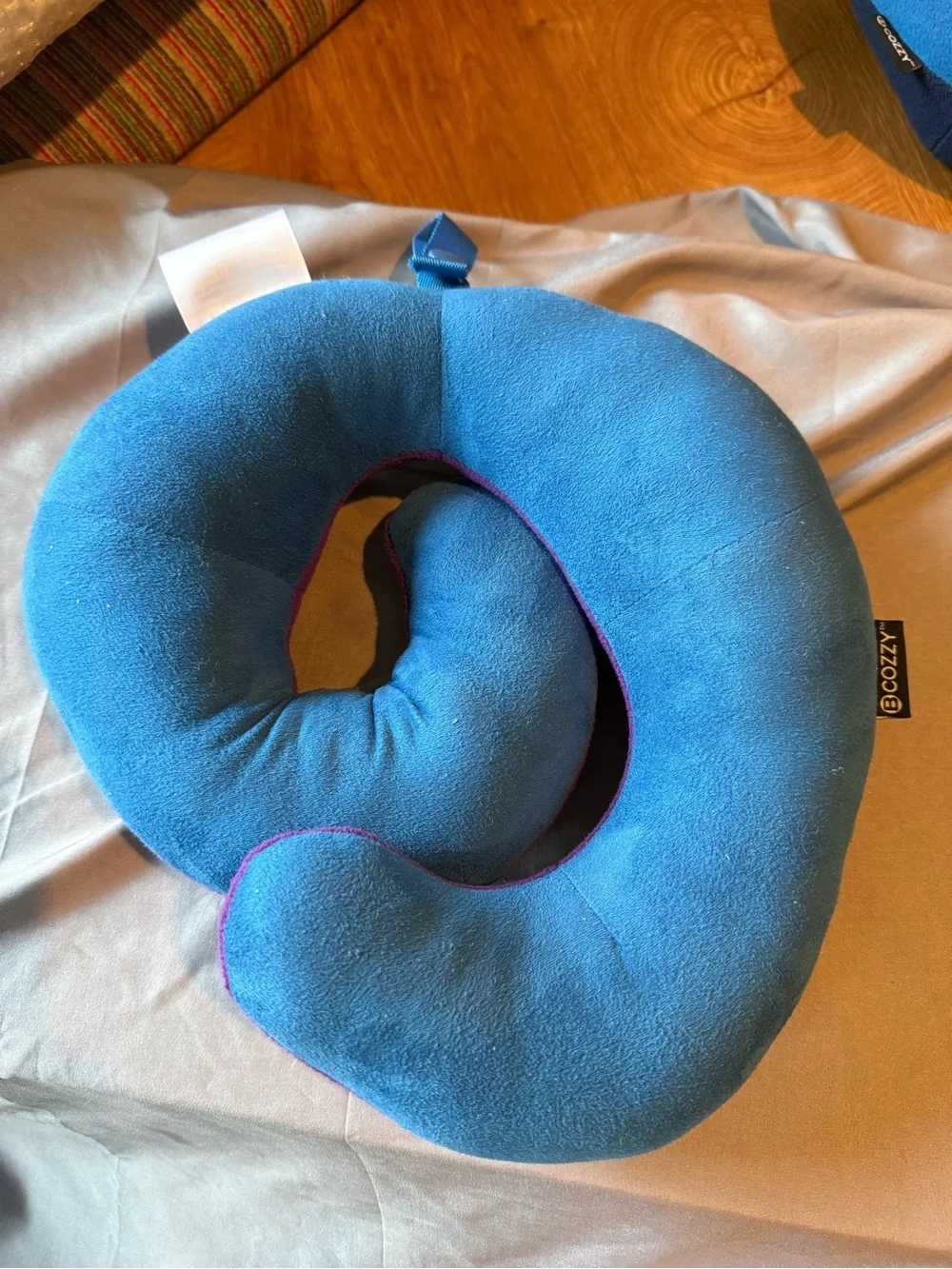 Bcozzy Kids Neck Travel Pillow in Purple with blue